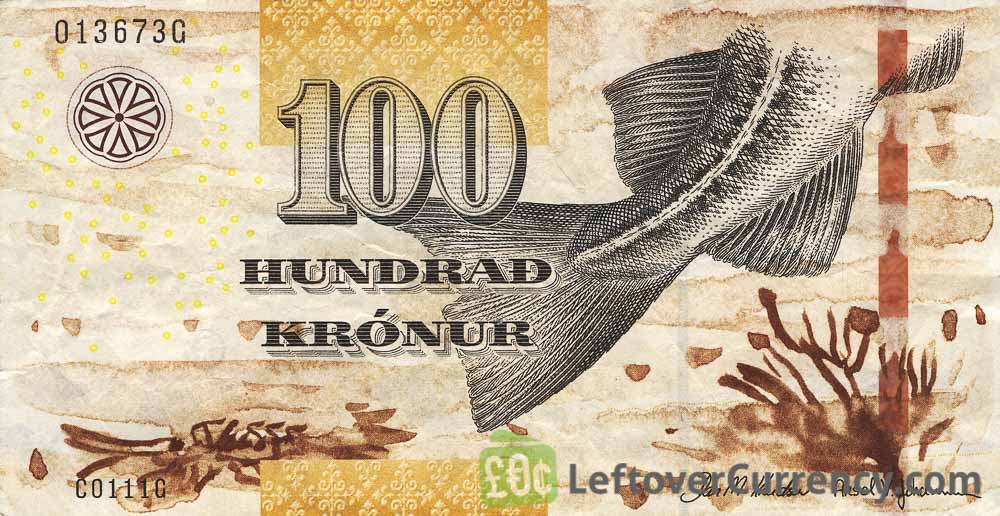 100 Faroese Kronur banknote (Codfish tail)