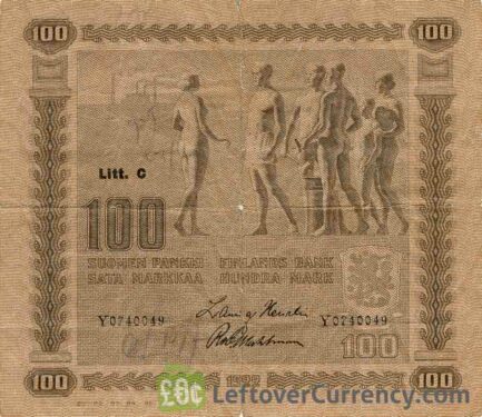 100 Finnish Markkaa banknote (1945)