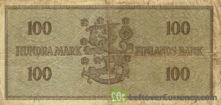 100 Finnish Markkaa banknote (1955 wheat gray)