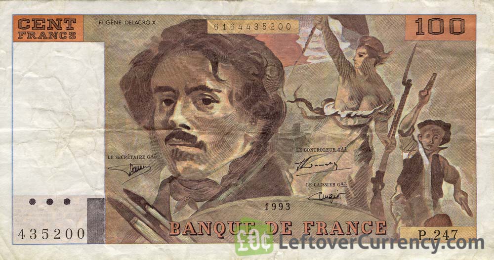 100 French Francs banknote (Eugene Delacroix)