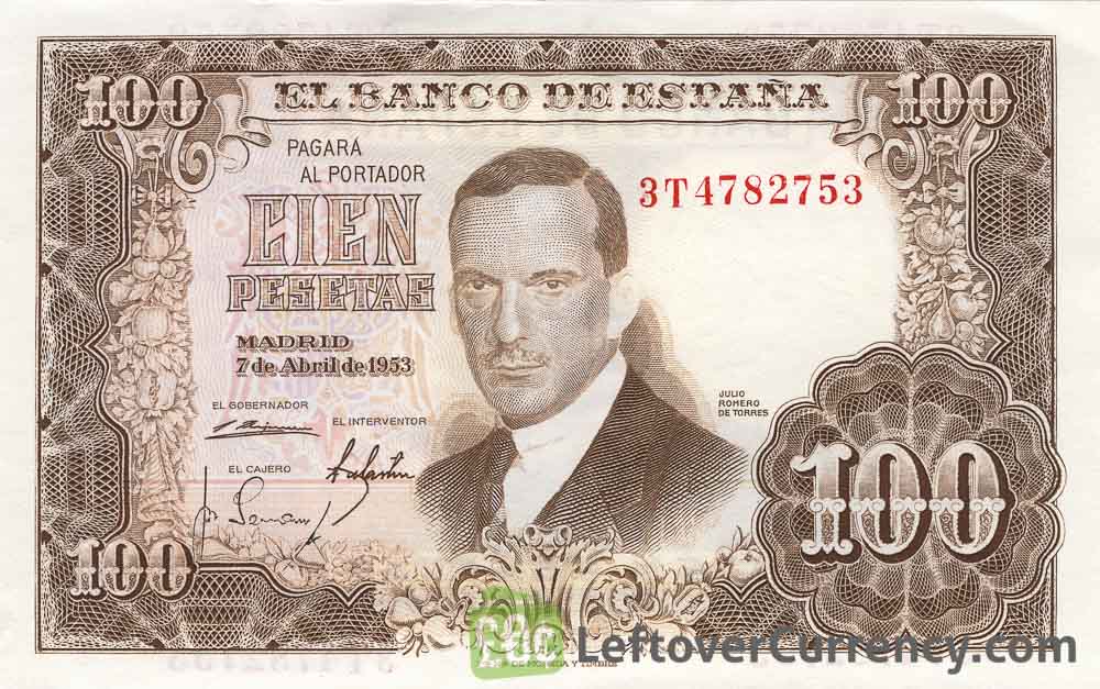 100 Spanish Pesetas banknote (Juan Romero de Torres)