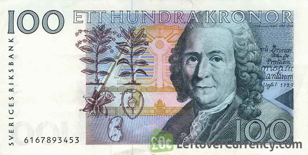 100 Swedish Kronor banknote (Carl von Linne issue 1986)