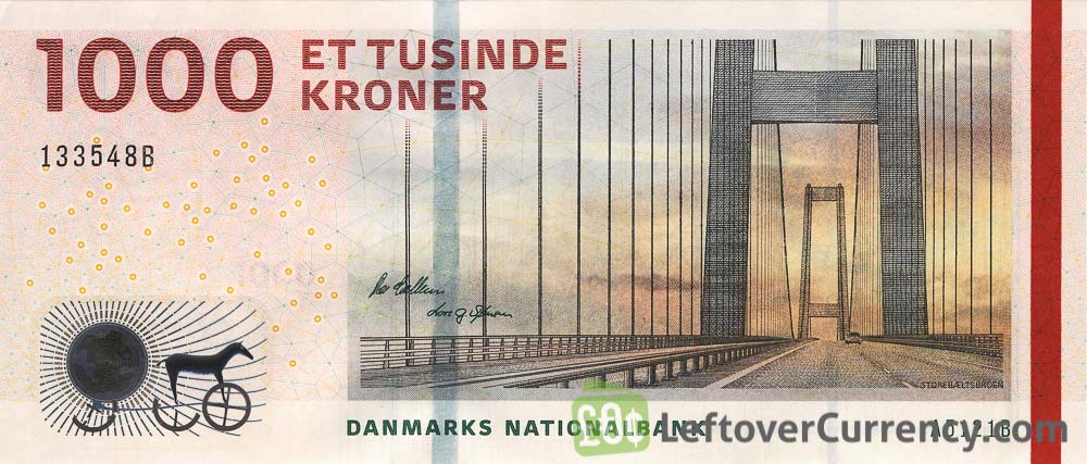 1000 Danish Kroner banknote (Bridges of Denmark series)