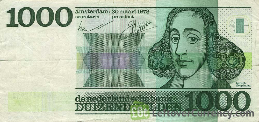 1000 Dutch Guilders banknote (Spinoza 1972)