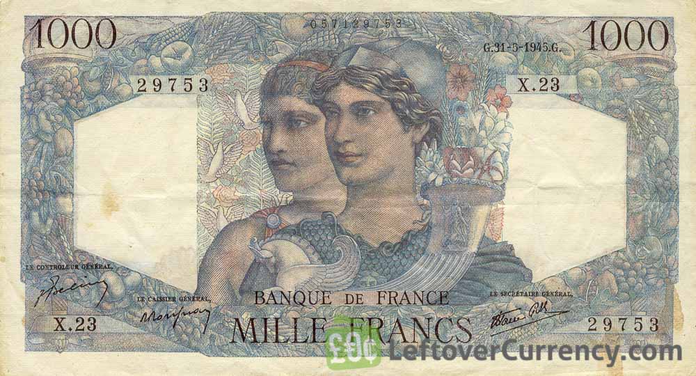 1000 French Francs (Minerva et Hercules) - exchange yours today