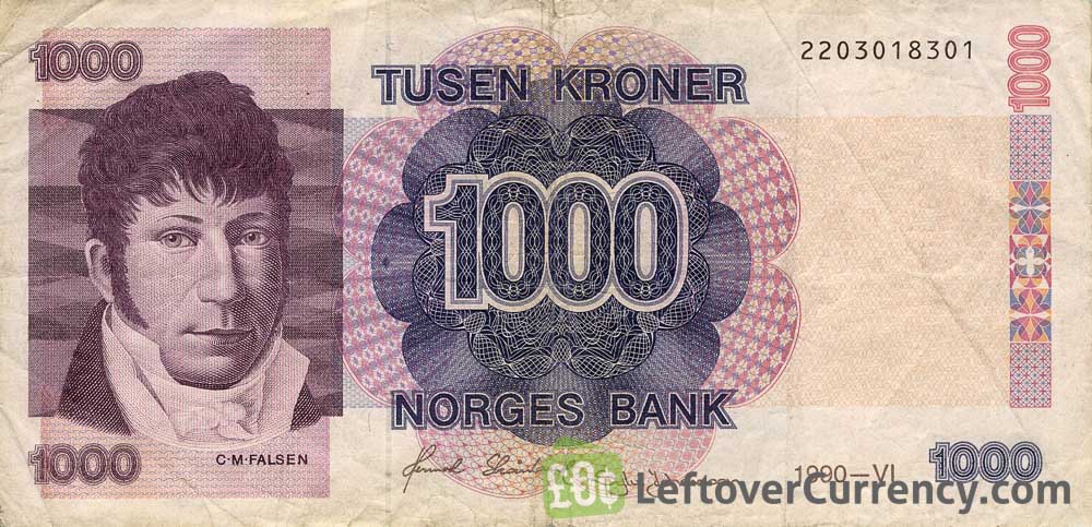 1000 Norwegian Kroner banknote (Christian Magnus Falsen)