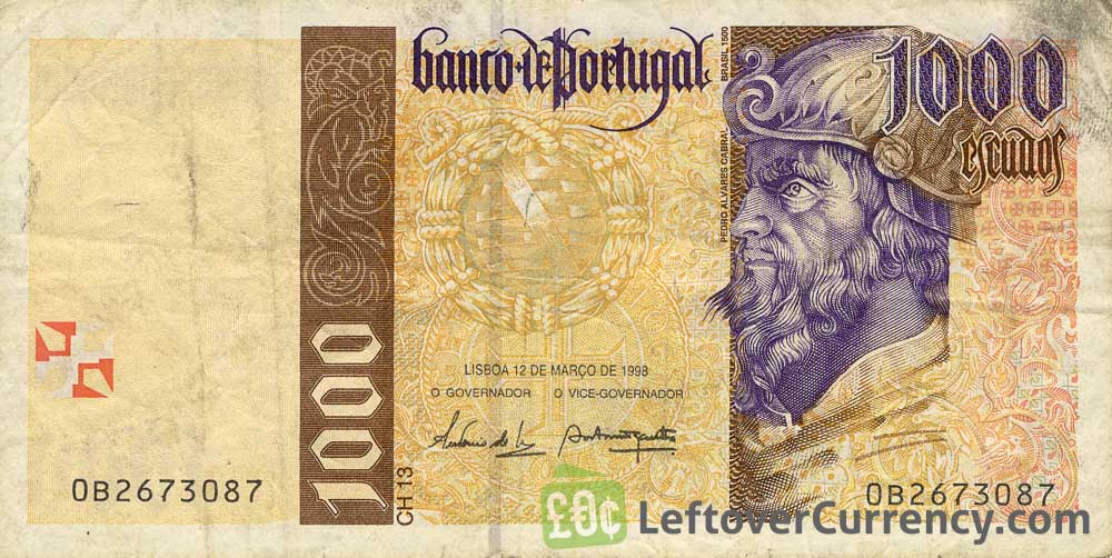 1000 Portuguese Escudos banknote (Pedro Alvares Cabral)