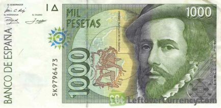 1000 Spanish Pesetas banknote (Hernan Cortes)