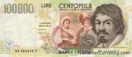 100000 Italian Lire banknote (Caravaggio)