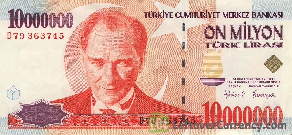 10000000 Turkish Old Lira banknote (7th emission group 1970)
