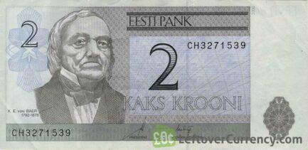 2 Estonian Krooni banknote (Karl Ernst von Baer)