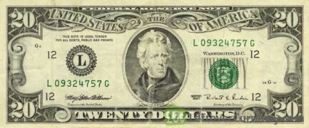 20 American Dollars banknote series 1963