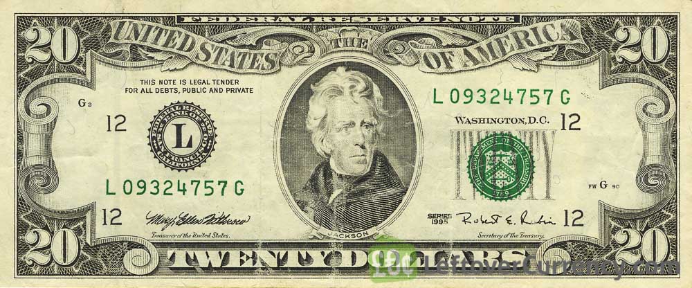 20 American Dollars banknote series 1963