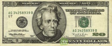 20 American Dollars banknote series 1996