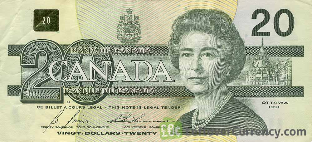 20 Canadian Dollars banknote series 1993 Birds of Canada