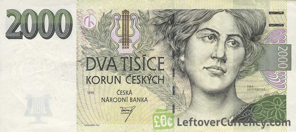 2000 Czech Koruna banknote series 1999