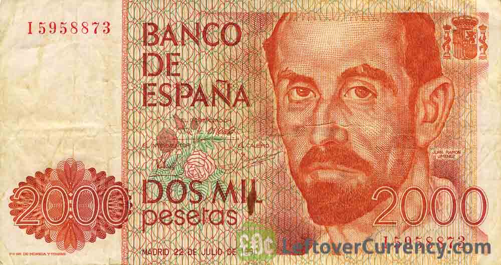 2000 Spanish Pesetas banknote (Juan Ramon Jimenez)