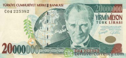 20000000 Turkish Old Lira banknote (7th emission group 1970)