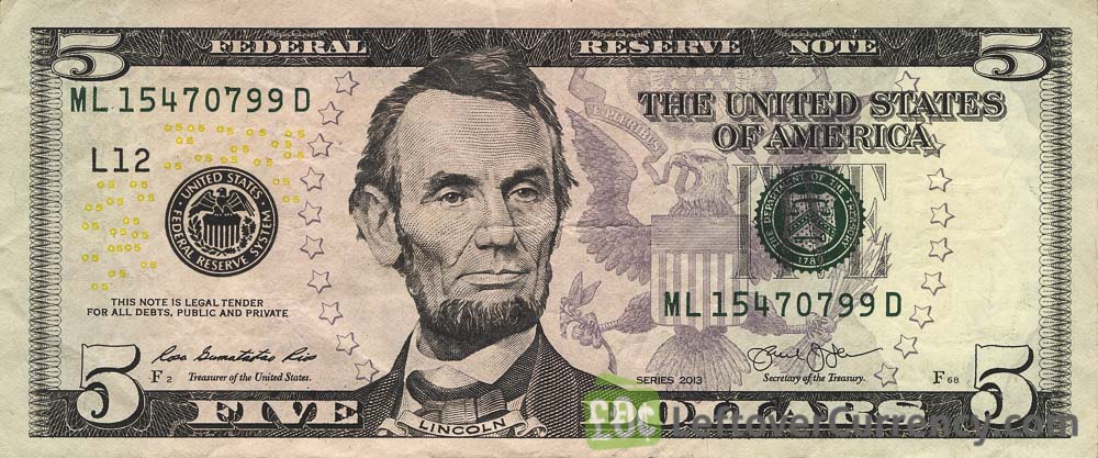 5 American Dollars banknote