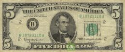 5 American Dollars banknote series 1950