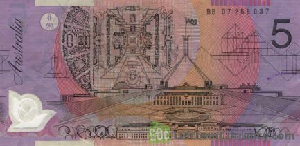 5 Australian Dollars banknote series 1992