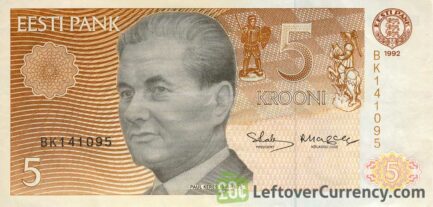 5 Estonian Krooni banknote (Paul Keres)