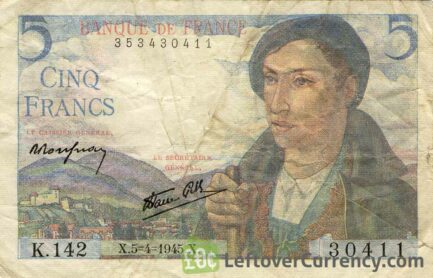 5 French Francs banknote Berger (shepherd)