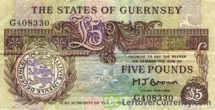 5 Guernsey Pounds banknote (Thomas De La Rue)