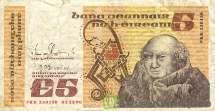 5 Irish Pounds banknote (John Scotus Eriugena)