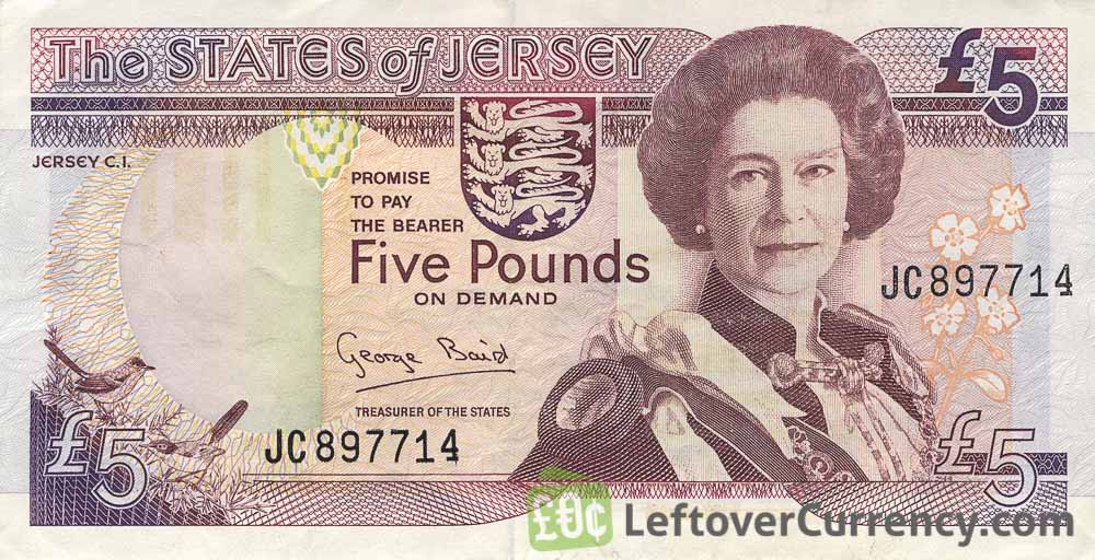 5 Jersey Pounds banknote (La Corbiere Lighthouse)