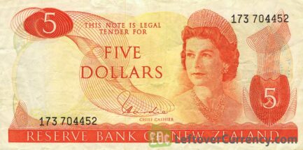 5 New Zealand Dollars banknote series 1967