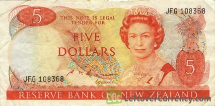5 New Zealand Dollars banknote series 1981