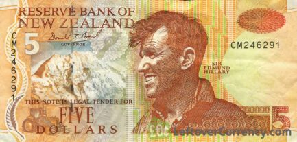 5 New Zealand Dollars banknote series 1992