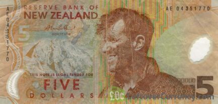 5 New Zealand Dollars banknote series 1999