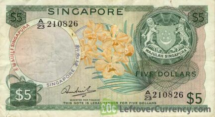5 Singapore Dollars banknote (Orchids series)