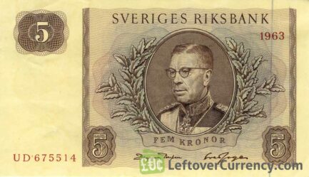 5 Swedish Kronor banknote (King Gustaf VI)
