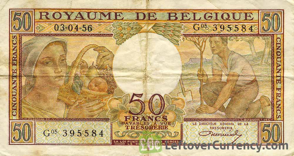 50 Belgian Francs Treasury banknote (Buisseret)