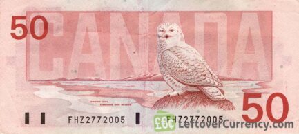 50 Canadian Dollars banknote series 1989 Birds of Canada