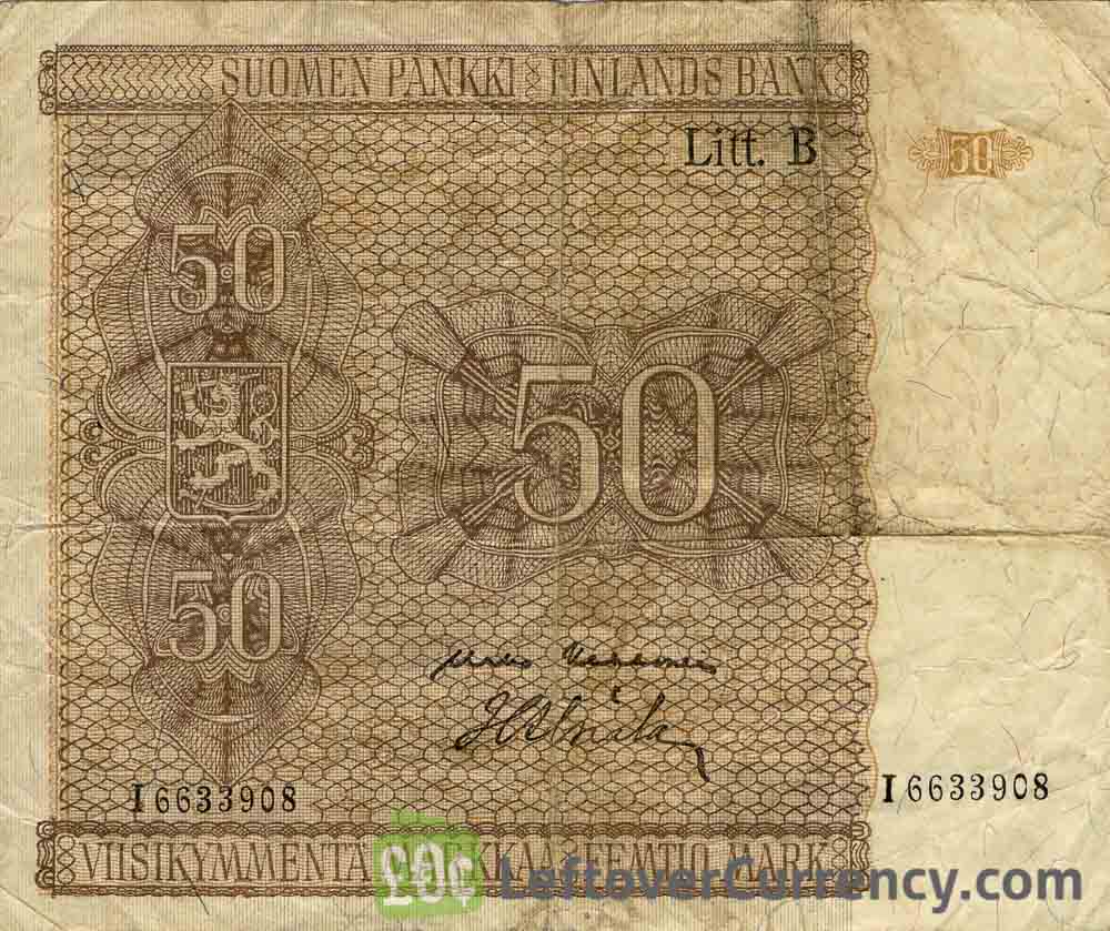 50 Finnish Markkaa banknote (1945)