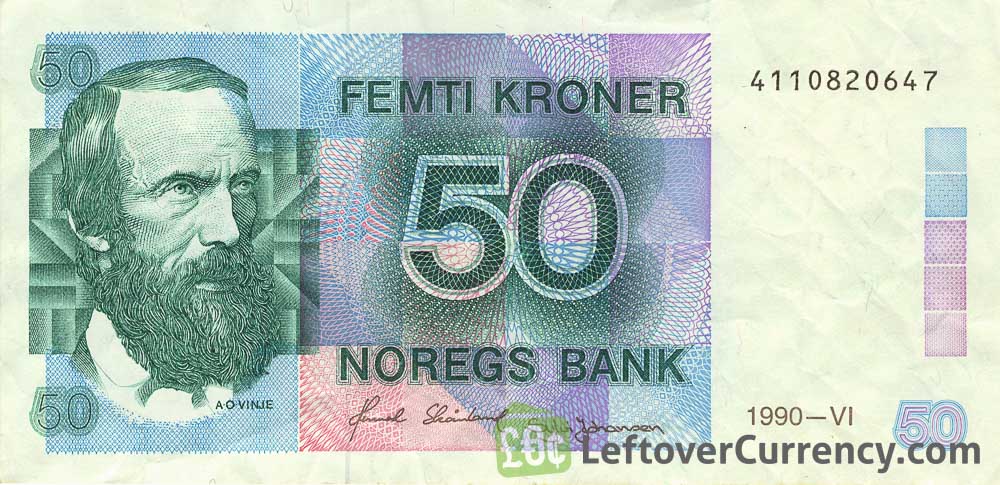 50 Norwegian Kroner banknote (Aasmund Olavsson Vinje)