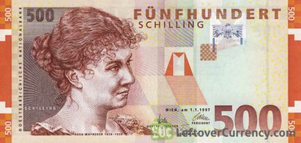 500 Austrian Schilling banknote (Rosa Mayreder)