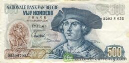 500 Belgian Francs banknote (Bernard Van Orley)