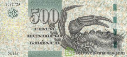 500 Faroese Kronur banknote (Beach crab's claw)
