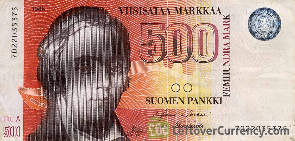 500 Finnish Markkaa banknote (Elias Lonnrot)