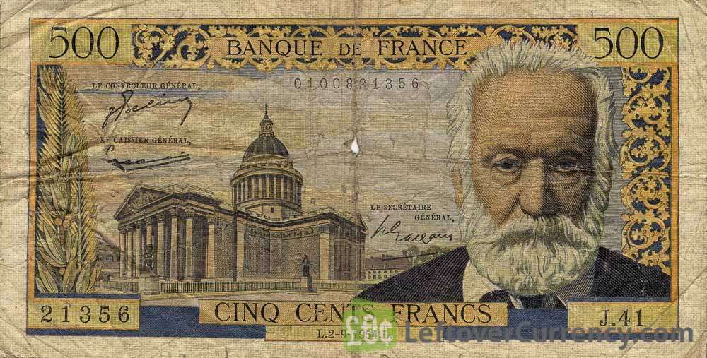 500 French Francs banknote (Victor Hugo)