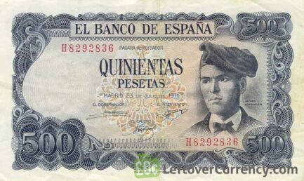 500 Spanish Pesetas banknote (Jacinto Verdaguer)