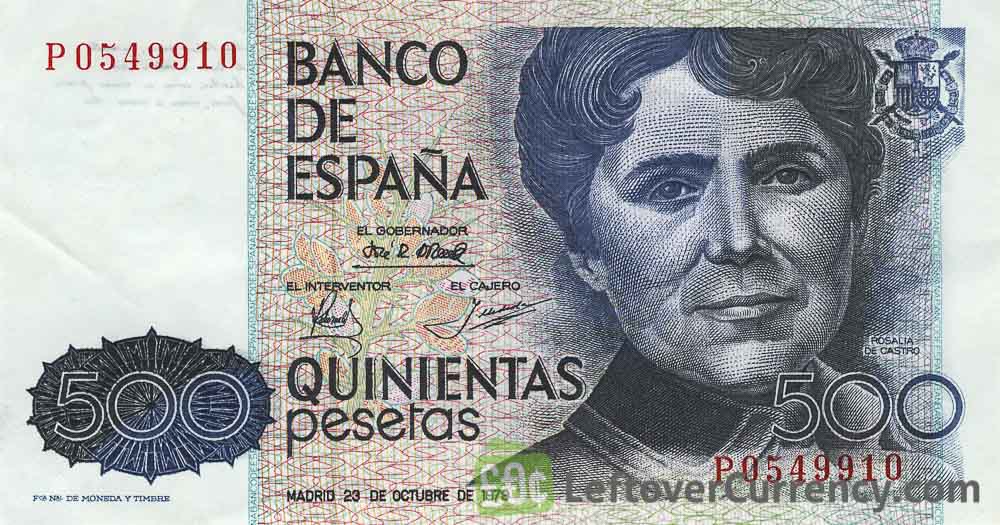 500 Spanish Pesetas banknote (Rosalia de Castro)