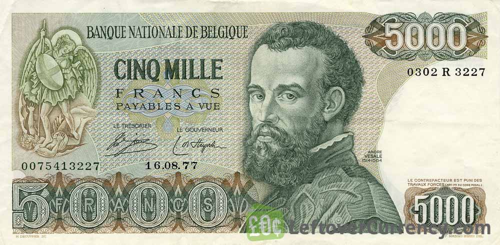 5000 Belgian Francs banknote (Andre Vesalius)