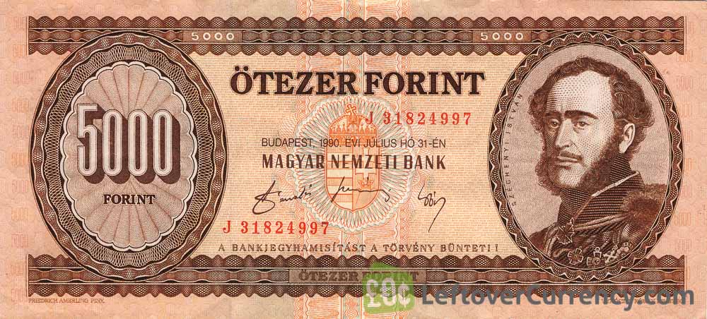 5000 Hungarian Forints banknote (Count Istvan Szechenyi)