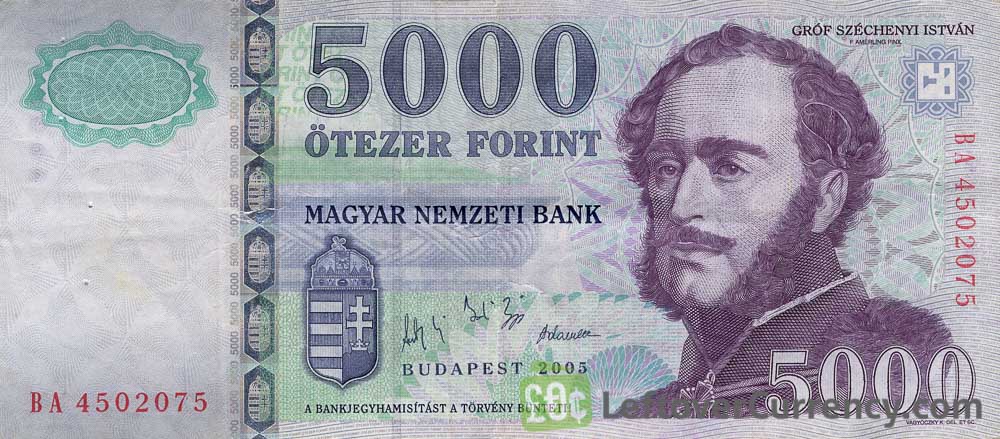 5000 Hungarian Forints banknote (Istvan Szechenyi's Home)